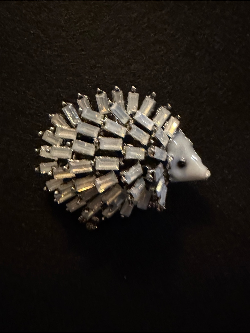 Silver-tone Crystal Hedgehog Pin Brooch